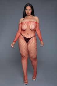 2359 Catch Me Bodystocking (Color: Red, size: OS)