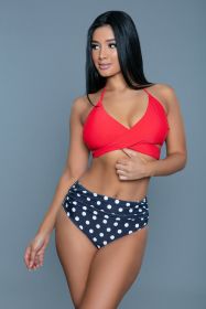 2280 Francesca Swimsuit (Color: Red/Blue, size: S)