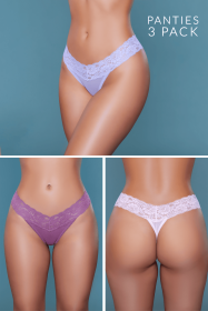 2201 Mila Thong 3 Pack (Color: Pink/Lavender/Rosewood, size: XL)