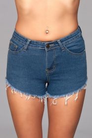 J12 Zip Me Up Denim Shorts (Color: Blue, size: S)