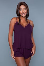2145 Emery Cami and Short Set (Color: Violet, size: 1X)
