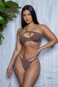 2383 Ava Bikini Set (Color: Brown, size: L)