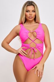 2521 Valery Swimsuit (Color: Hot Pink, size: L)