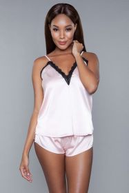 1962 Luna Cami and Short Set (Color: Blush Pink, size: L)