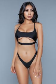 1975 Gianna 2 Piece Swimsuit (Color: Black, size: L)