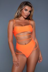 2126 Venetia Swimsuit (Color: Orange, size: L)