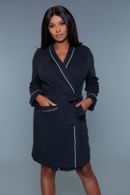 2258 Waffle Robe (Color: Black, size: 2X/3X)