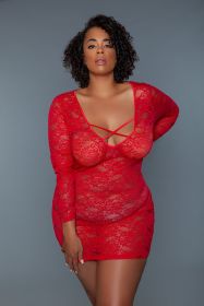 2247P Lynn Chemise (Color: Red, size: 3X)