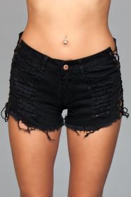 J5 Looped in Distress Shorts (Color: Black, size: L)