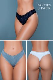 22063PK Jade Thong 3 Pack (Color: Black-Grey-White, size: L)