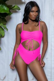 2403 Paisley Swimsuit (Color: Neon Pink, size: L)